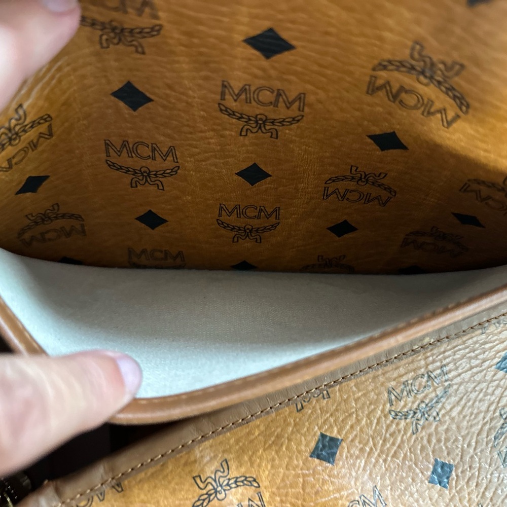 MCM Visetos Rudic Shopper Tote Cognac Orange Stripe - Authentic - Picture 8 of 13